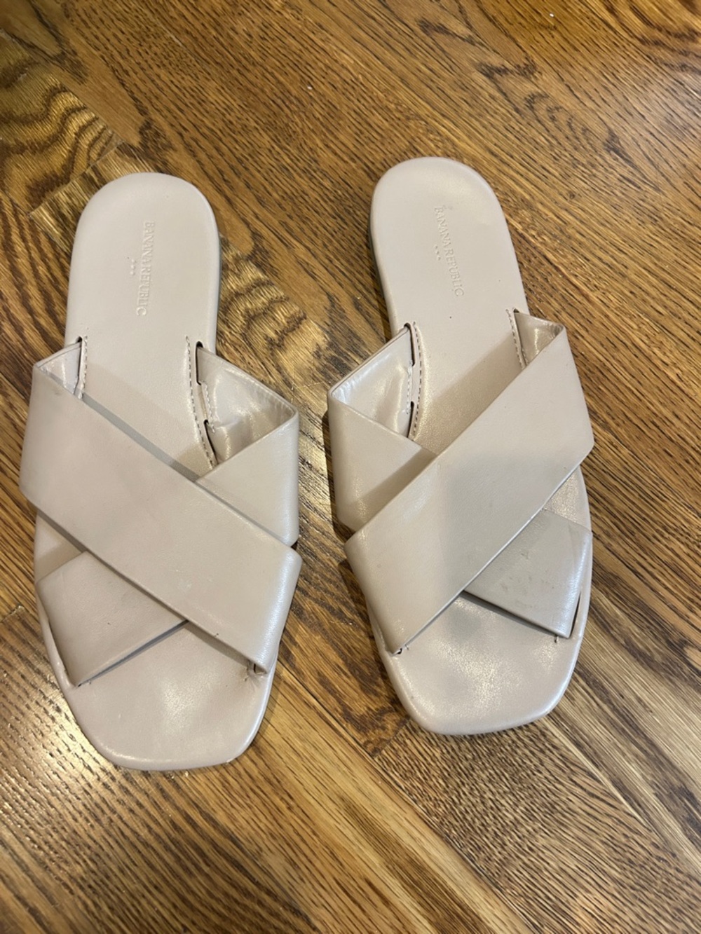 Banana Republic Factory Neutral Crisscross Slide Sandals - Light Beige